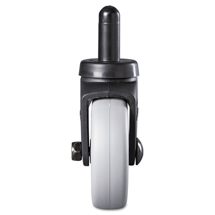 Replacement Bayonet-Stem Swivel Casters, Grip Ring Stem, 3" Soft Rubber Wheel, Black