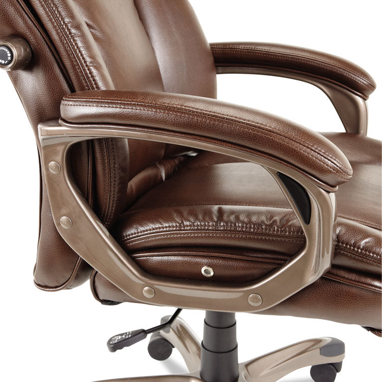 Alera Veon Series Executive High-Back Bonded Leather Chair, Supports Up To 275 Lb, Brown Seat/back, Bronze Base