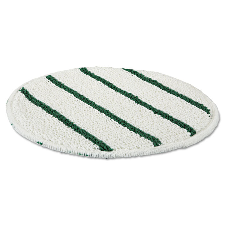 Low Profile Scrub-Strip Carpet Bonnet, 19" Diameter, White/green, 5/carton