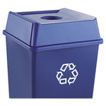 Untouchable Bottle and Can Recycling Top, Round Opening,  20.13w x 20.13d x 6.25h, Blue