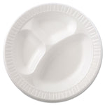 Quiet Class Laminated Foam Dinnerware, 3-Compartment Plate, 10.25" dia, White, 125/Pack, 4 Packs/Carton