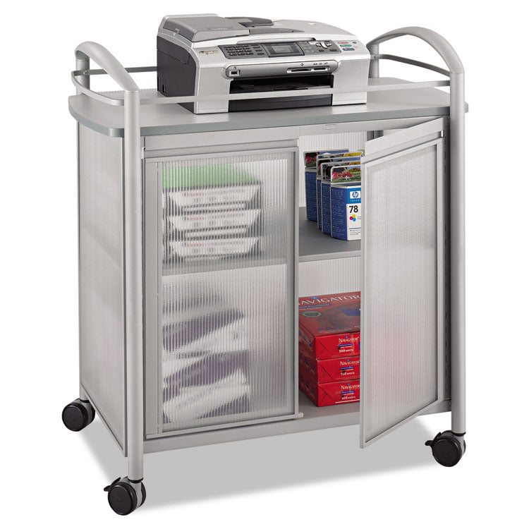 Impromptu Refreshment Cart/Machine Stand, Engineered Wood, 3 Shelf, 34 x 21.25 x 36.5, Gray/Silver