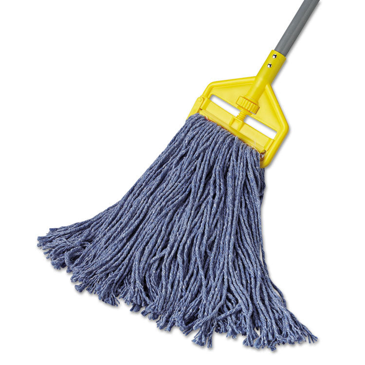 Cotton/synthetic Cut-End Blend Mop Head, 16 Oz, 1" Band, Blue, 12/carton