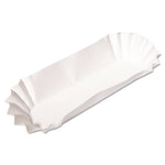 Fluted Hot Dog Trays, 6 x 2 x 2, White, Paper, 500/Sleeve, 6 Sleeves/Carton
