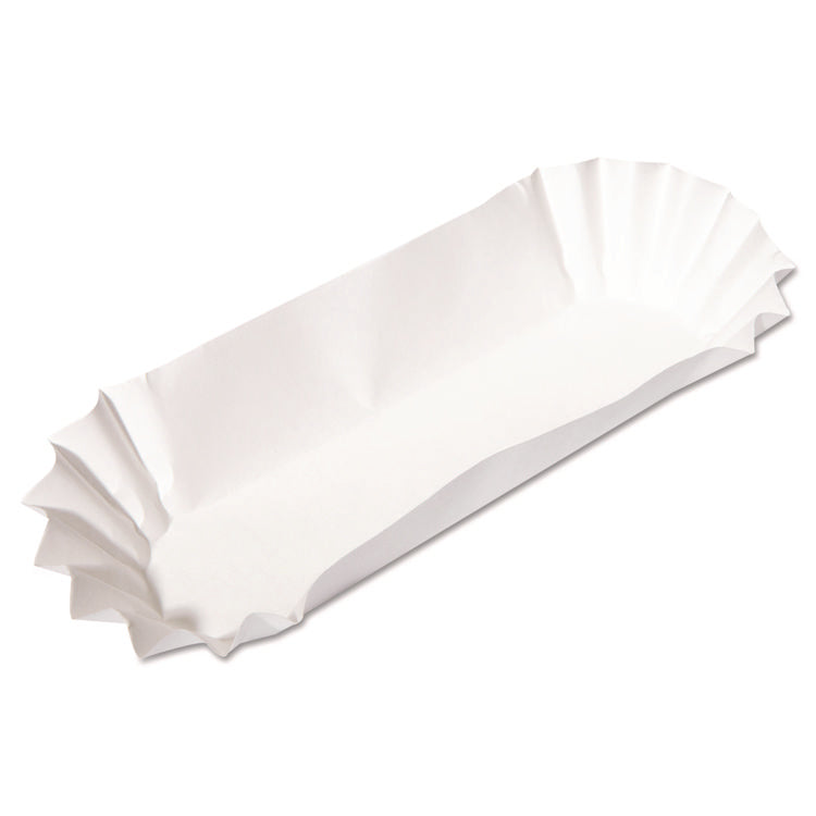 Fluted Hot Dog Trays, 6 x 2 x 2, White, Paper, 500/Sleeve, 6 Sleeves/Carton