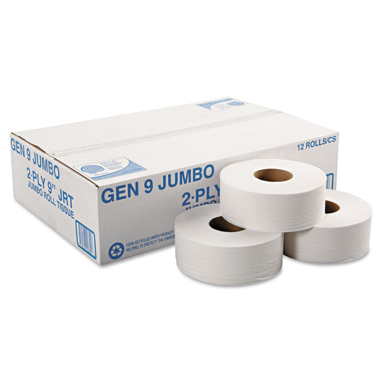 Jumbo Roll Bath Tissue, Septic Safe, 2-Ply, White, 3.3" X 700 Ft, 12/carton