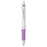 Acroball PureWhite Advanced Ink Hybrid Gel Pen, Retractable, Fine 0.7 mm, Black Ink, White/Purple Barrel