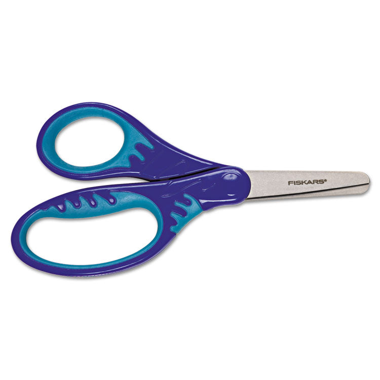 Kids Softgrip Scissors, Right Handed, Rounded Tip, 5" Long, 1.75" Cut Length, Straight Handle, Randomly Assorted Handle Color
