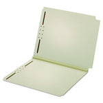 Dual-Tab Pressboard Fastener Folder, 2" Expansion, 2 Fasteners, Letter Size, Light Green Exterior, 25/Box