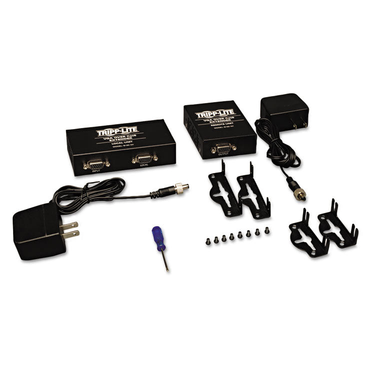 VGA Over CAT5/CAT6 Extender Kit, Box-Style Transmitter/Receiver, Range Up to 1,000 ft