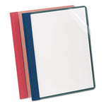 Earthwise By Oxford 100% Recycled Clear Front Report Covers, 3-Prong Fastener, 0.5" Capacity, 8.5 X 11, Clear/red, 25/box