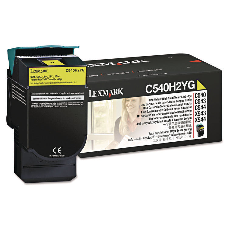 C540h2yg High-Yield Toner, 2,000 Page-Yield, Yellow