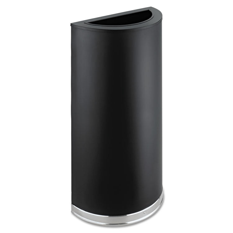 Half-Round Receptacle, 15 gal, Steel, Black