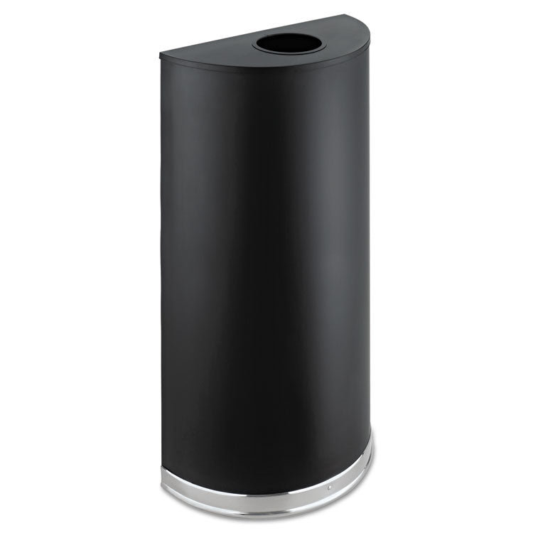 Half-Round Receptacle, 15 gal, Steel, Black