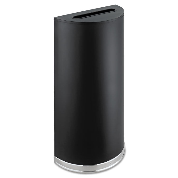Half-Round Receptacle, 15 gal, Steel, Black
