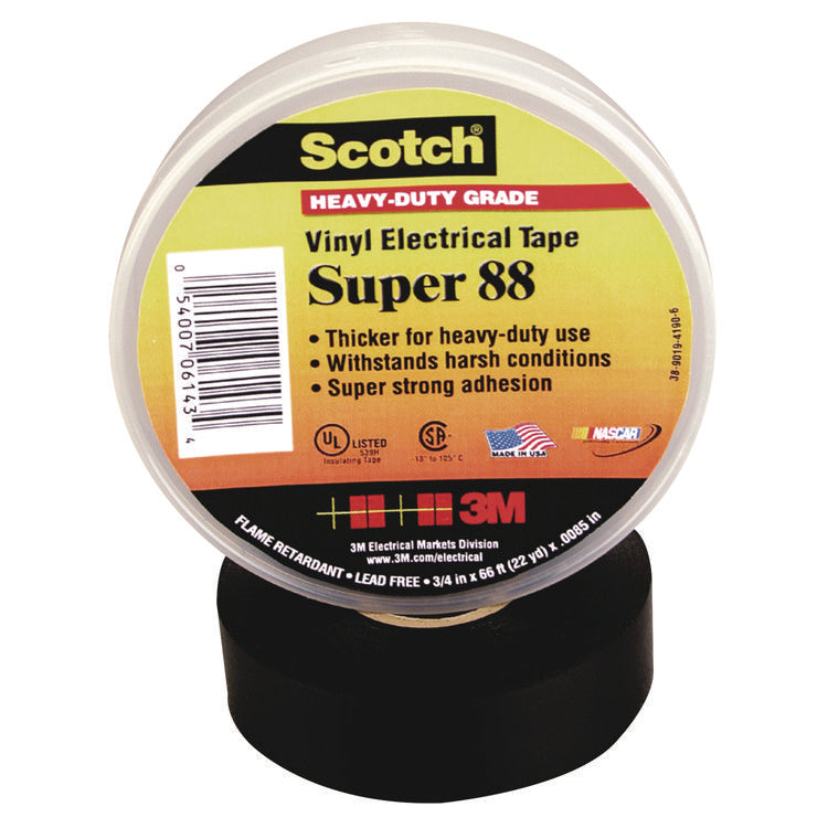 Scotch 88 Super Vinyl Electrical Tape, 0.75" X 66 Ft, Black