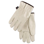 Premium Grade Leather Insulated Driver Gloves, Fleece Lining, Gunn Cut, Straight Thumb, Large, Cream, 12 Pairs