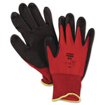 NorthFlex Red Foamed PVC Palm Coated Gloves, EN388: 4131, 10" Long, Medium (Size 8), Red/Black, 12 Pairs