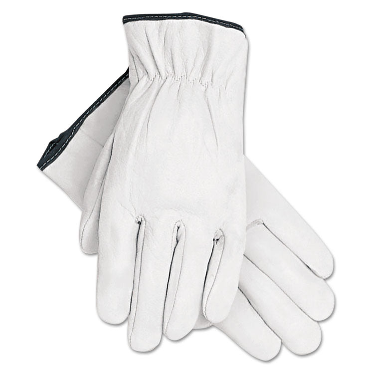 Grain Goatskin Driver Gloves, Gunn Cut, Straight Thumb, X-Large, White, 12 Pairs