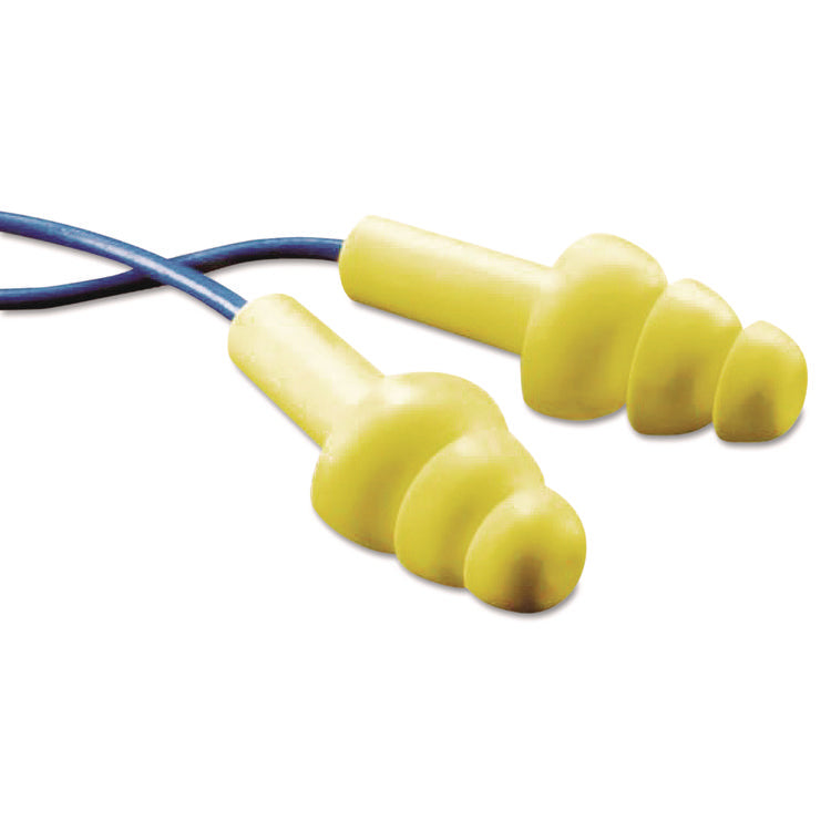 E-A-R UltraFit Metal-Detectable Reusable Earplugs, Corded, 25dB NRR, Blue/Yellow, 100 Pairs
