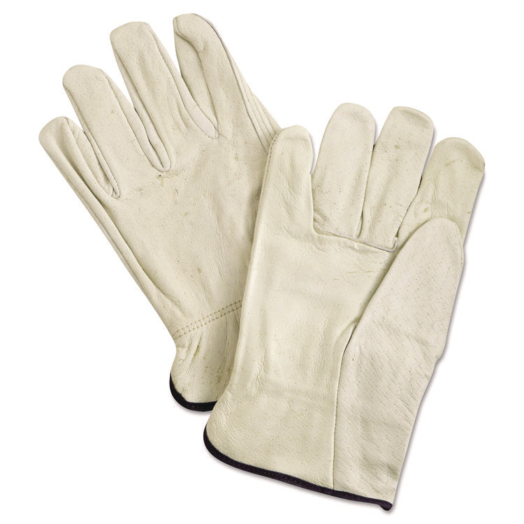 Unlined Pigskin Driver Gloves, Gunn Cut, Straight Thumb, X-Large, Cream, 12 Pairs