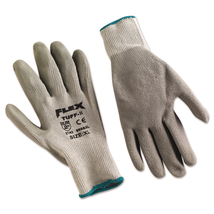 FlexTuff Latex Dipped Gloves, EN388: 2142, X-Large, Gray, 12 Pairs