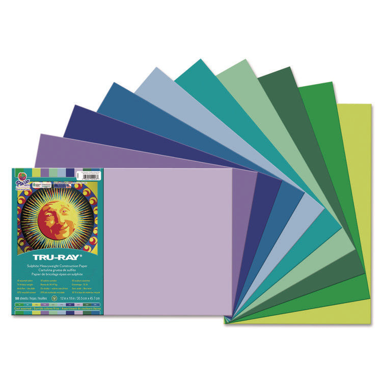 Tru-Ray Construction Paper, 76 lb Text Weight, 12 x 18, Assorted Cool/Warm Colors, 25/Pack