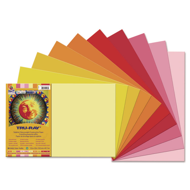 Tru-Ray Construction Paper, 76 lb Text Weight, 12 x 18, Assorted Cool/Warm Colors, 25/Pack