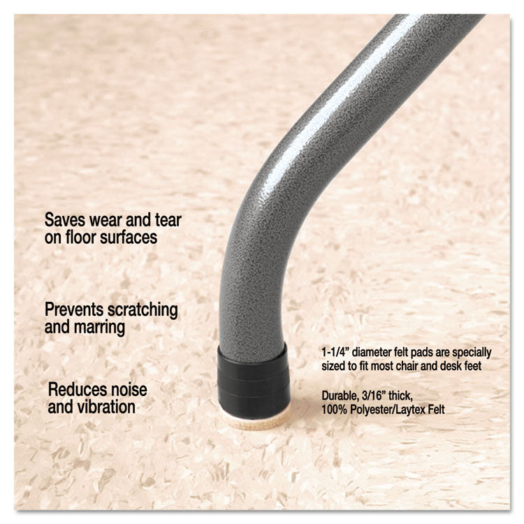 Quiet Feet Deluxe Noise Reducers, 1.25" Dia, Circular, Beige, 100/pack