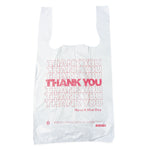 Plastic Thank-You T-Sack, Thank You - Have a Nice Day Labeling, Cut-Out Handles, 4" x 6" x 15", White/Red, 2,000/Carton