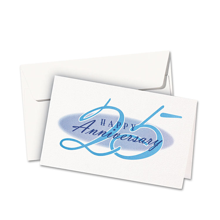 Half-Fold Greeting Cards with Envelopes, Inkjet, 65 lb, 5.5 x 8.5, Textured Uncoated White, 1 Card/Sheet, 30 Sheets/Box