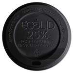 EcoLid 25% Recycled Content Hot Cup Lid, Fits 10 oz to 20 oz Hot Cups, Plastic, Black, 100/Pack, 10 Packs/Carton