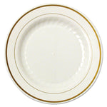 Masterpiece Plastic Plates, 6" Dia, Ivory/gold, 10/pack, 15 Packs/carton