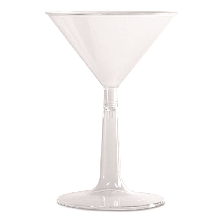 Comet Plastic Martini Glasses, Two-Piece Construction, 6 oz, Clear, 12/Pack, 8 Packs/Carton