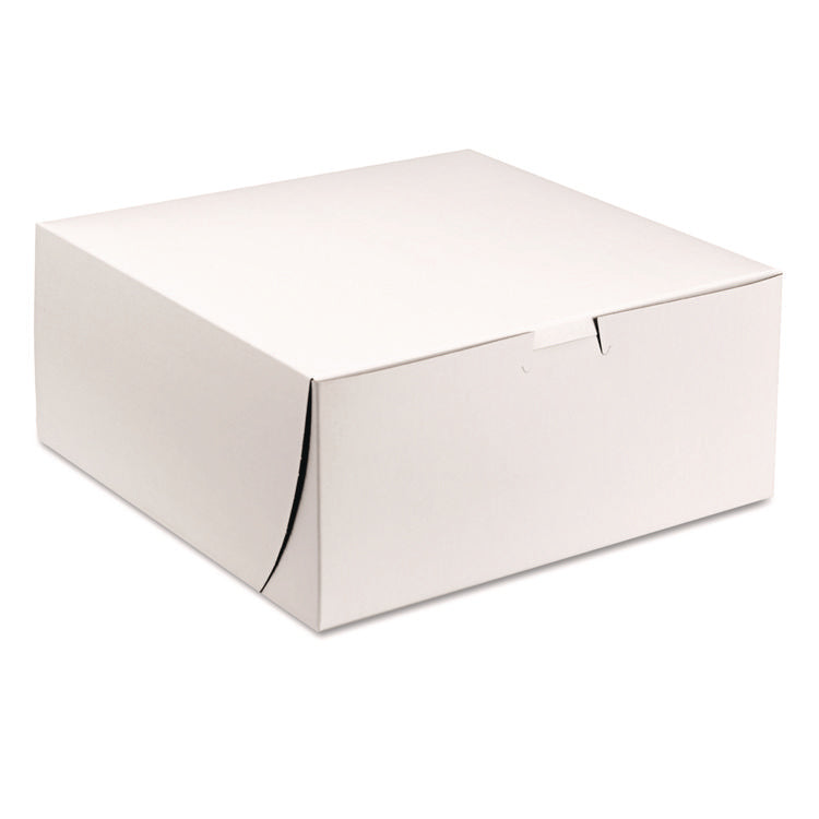 White One-Piece Non-Window Bakery Boxes, 9 x 9 x 4, White, Paper, 200/Carton