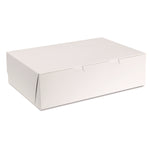 White One-Piece Non-Window Bakery Boxes, 1/4-Sheet Cake Box, 14 x 10 x 4, White, Paper, 100/Carton