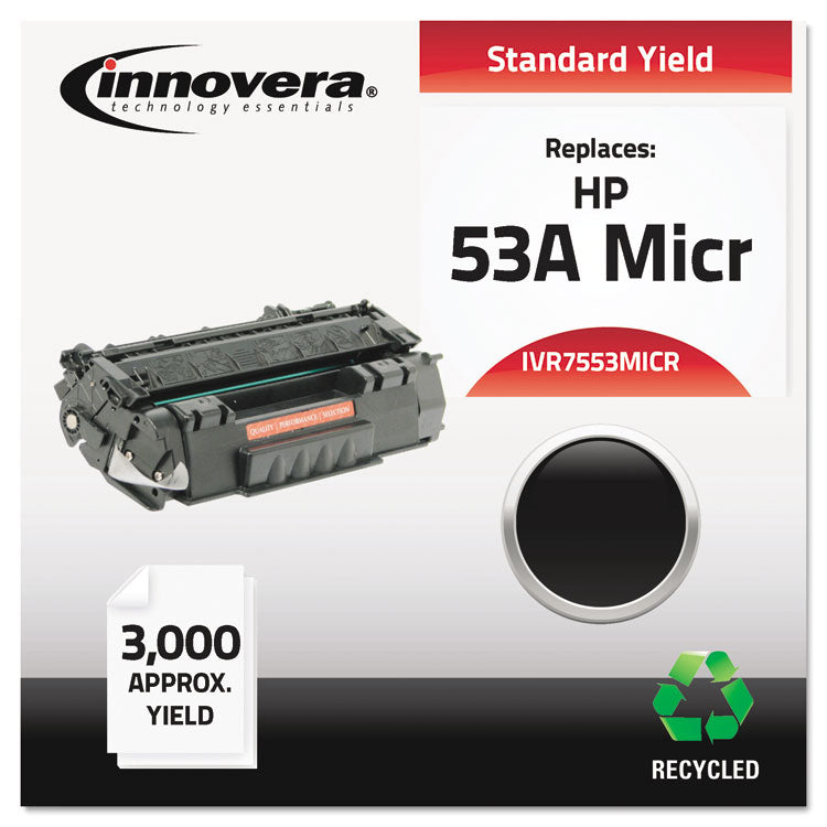 Remanufactured Black MICR Toner, Replacement for 53AM (Q7553AM), 3,000 Page-Yield