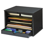 Midnight Black Collection Desktop Organizer, 5 Compartments, MDF, 13.3 x 10.5 x 9.4, Black