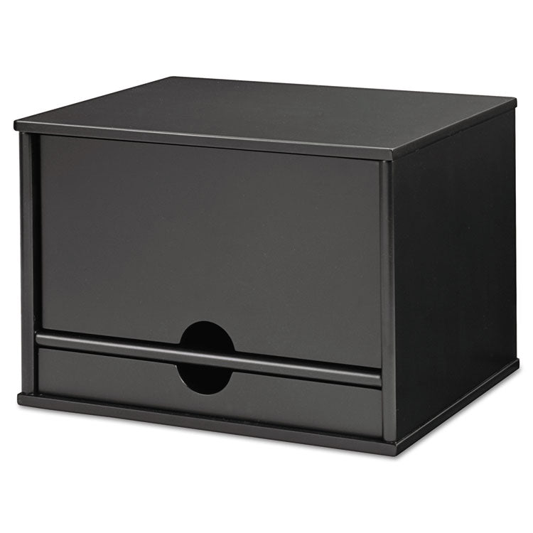 Midnight Black Collection Desktop Organizer, 5 Compartments, MDF, 13.3 x 10.5 x 9.4, Black