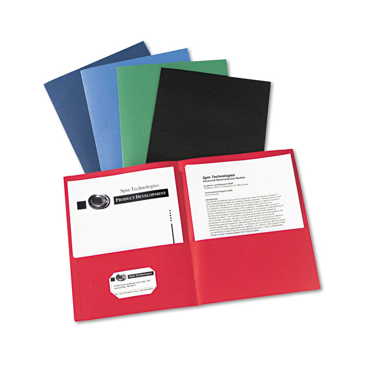 Two-Pocket Folder, 40-Sheet Capacity, 11 X 8.5, Assorted Colors, 25/box