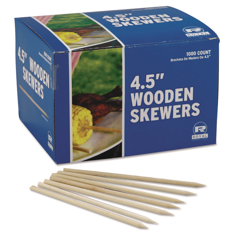 Wooden Skewers, 4.5", White, 10,000/Carton