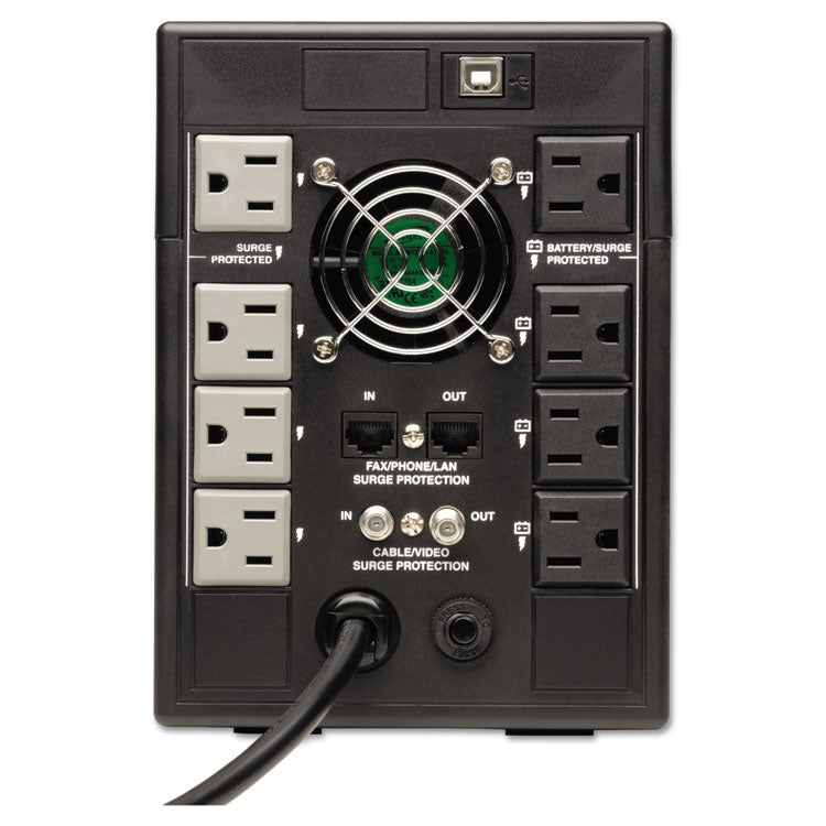 SmartPro LCD Line-Interactive UPS AVR Tower, 8 Outlets, 1,300 VA, 650 J