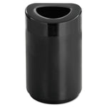 Open Top Round Waste Receptacle, 30 gal, Steel, Black