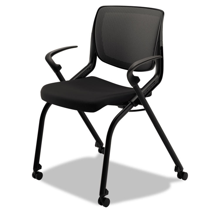 Motivate Nesting/Stacking Flex-Back Chair, Supports Up to 300 lb, 19.25" Seat Height, Onyx Seat, Black Back, Charblack Base