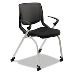 Motivate Nesting/Stacking Flex-Back Chair, Supports Up to 300 lb, 19.25" Seat Height, Onyx Seat, Black Back, Platinum Base