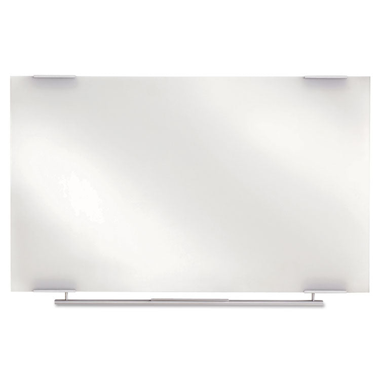 Clarity Glass Dry Erase Board with Aluminum Trim, 48" x 36", White Surface, Satin Aluminum Frame
