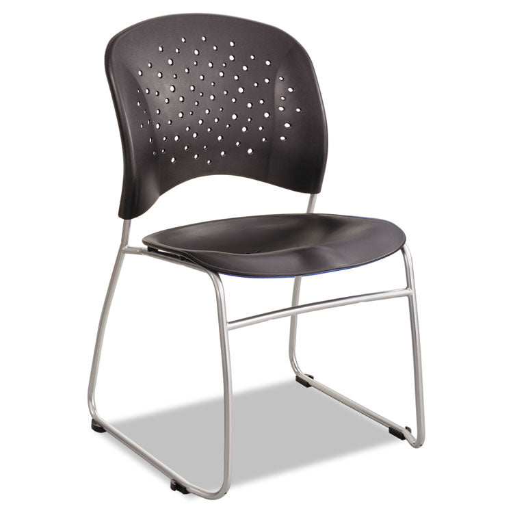 Reve Guest Chair with Sled Base, 19.75" x 23.5" x 33.5", Black Seat, Black Back, Silver Base, 2/Carton