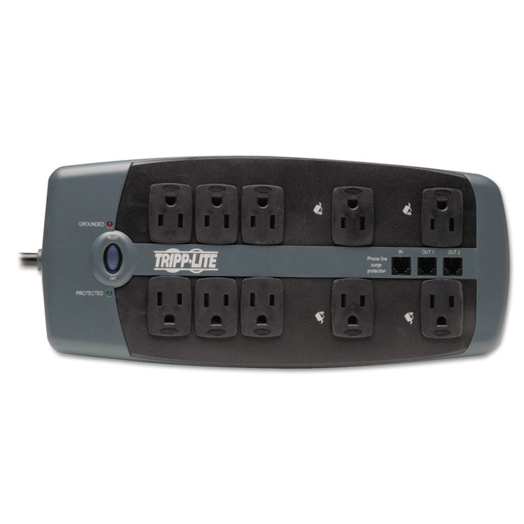 Protect It! Surge Protector, 10 AC Outlets, 8 ft Cord, 2,395 J, Black