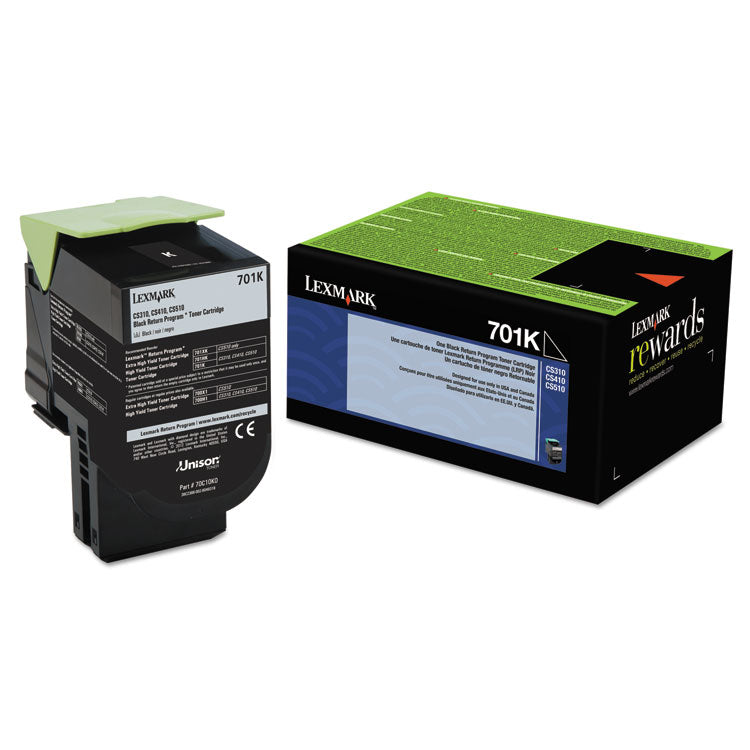 70c10k0 Return Program Toner, 1,000 Page-Yield, Black