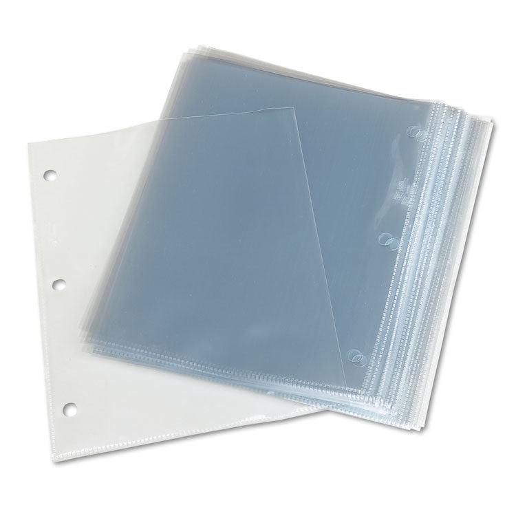 Page Size Heavyweight Three-Hole Punched Sheet Protector, Top Load 8.5 x 11 Insert, Diamond Clear Front, 50/Box
